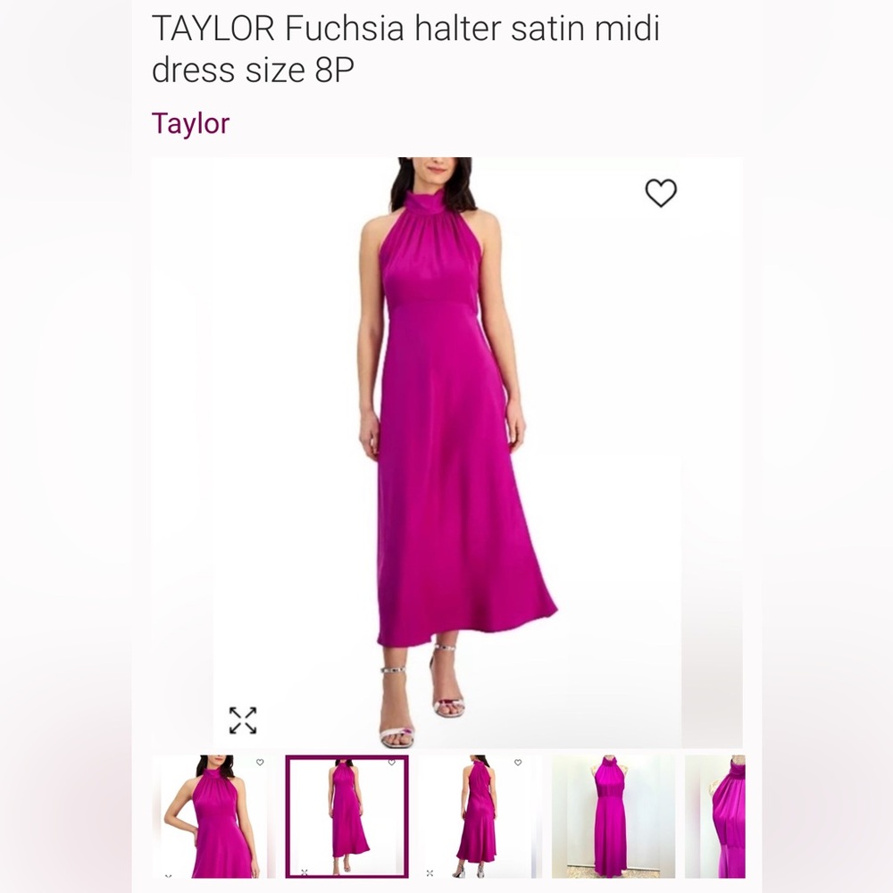 Taylor Magenta Satin Halter Midi Dress